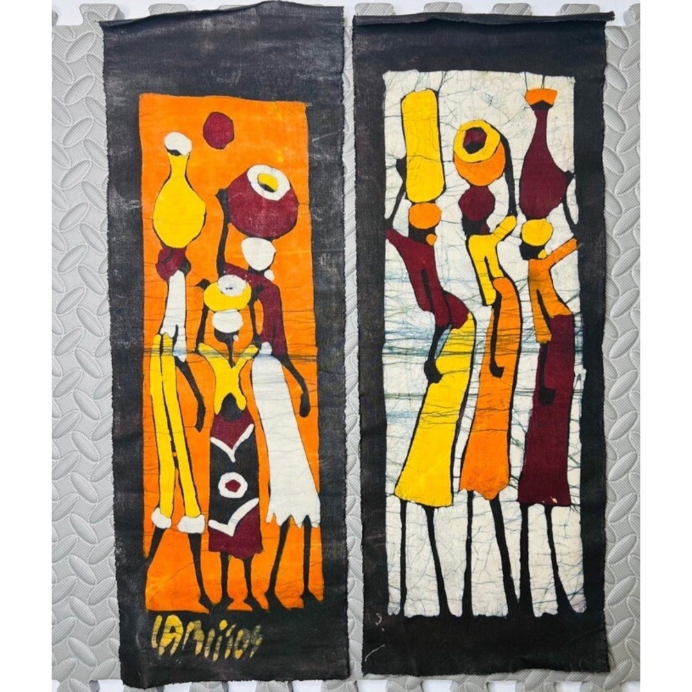Beautiful handmade batik panels. Set of two. Both measure 8.5"x 24"
